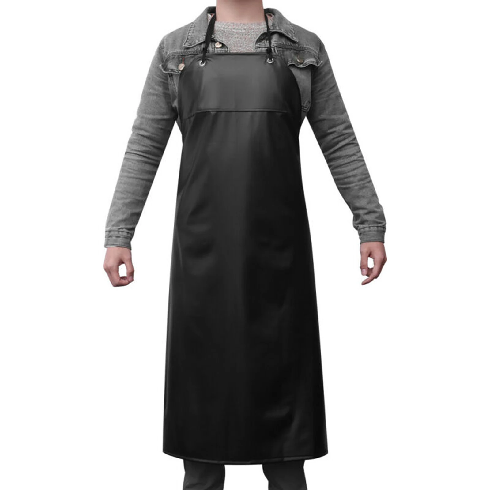 Black Apron PVC Plain Aprons Waterproof Oil Proof For Industry Food Factories Restaurants Kitchen Utility Equipment Accessories