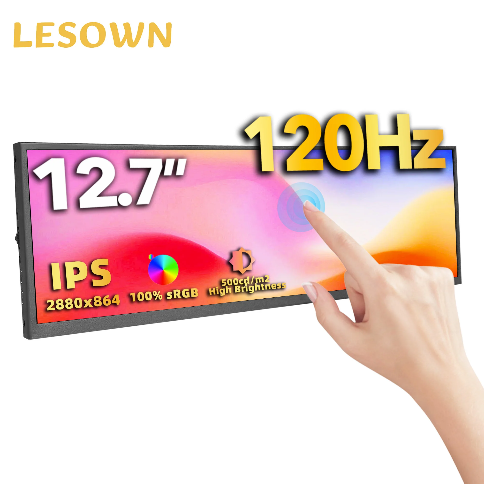 

LESOWN 12.7 12.6 Inch Extended Bar Display 2880x864 IPS LCD Horizontal Monitor for Laptop PC Gaming Consoles Travel-Friendly