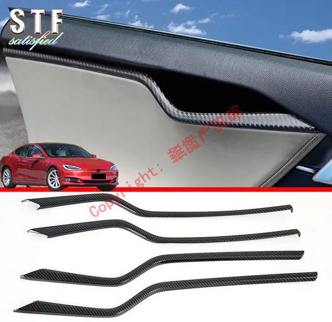 

Carbon Fiber Style Interior Door Handle Cover Trim For Tesla Model S 2019 2020 Car Accessories Stickers