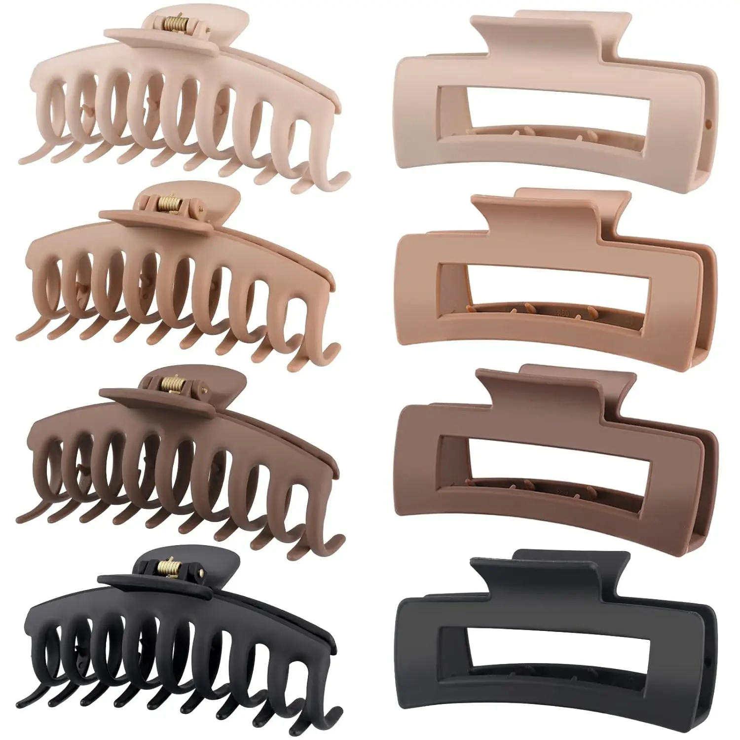 

11 cm matte shark clip square grab clip milk coffee color hair reel, suitable for more hair volume