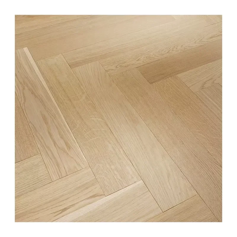 Natural Wire-brushed European White Oak Parquet Herringbone Composite Wooden Floor Durable Multilayer Chevron Wood
