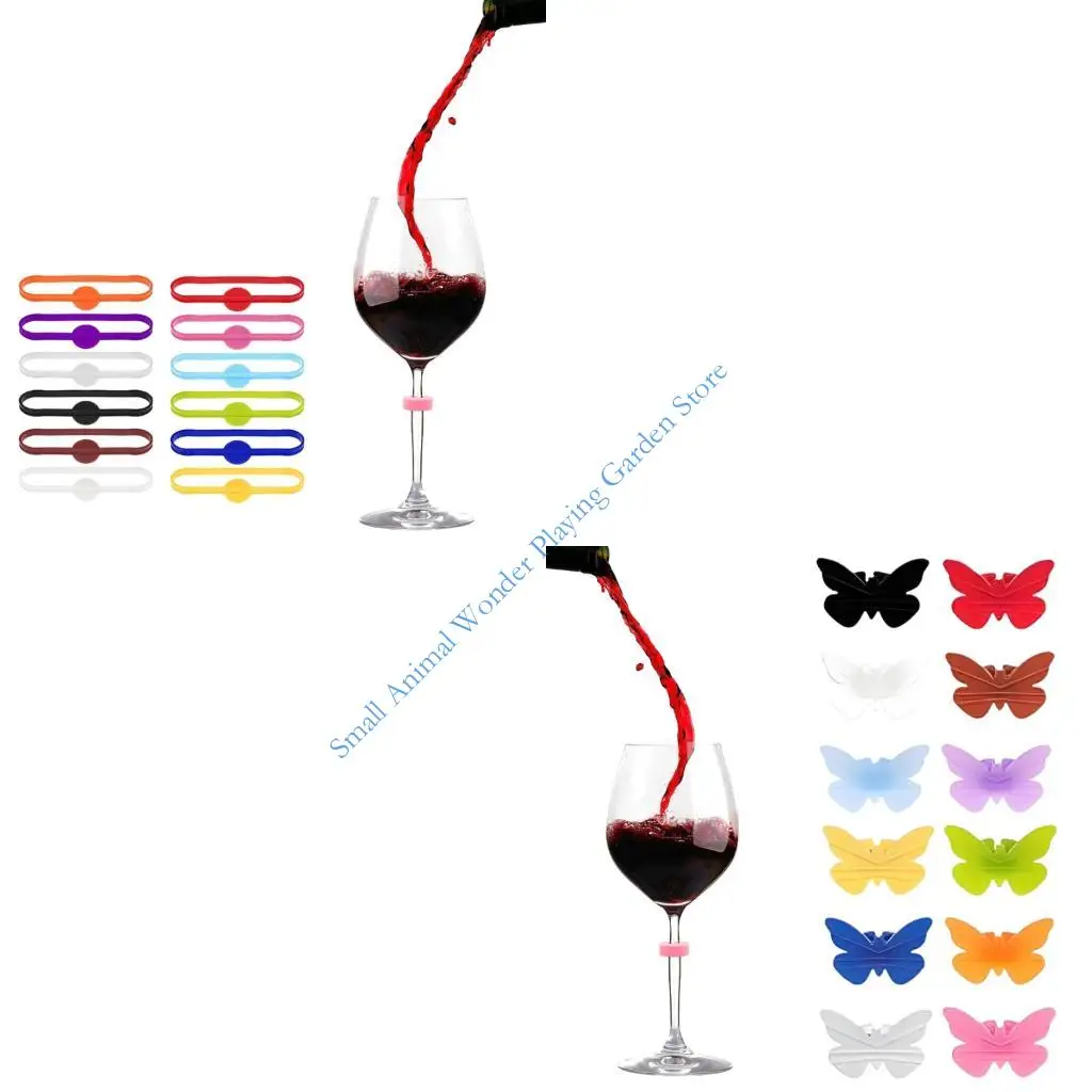 C9GC Silicone Wine Glass Markers For Parties Colorful Efficient Cup Clips To Prevent Mixing Drink At Gatherings