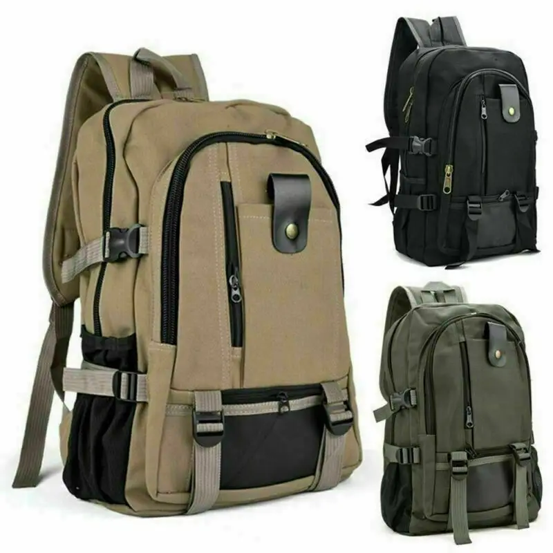 Men Canvas Large Backpack Rucksack Work Sports Travel Hiking Boys College Bag
