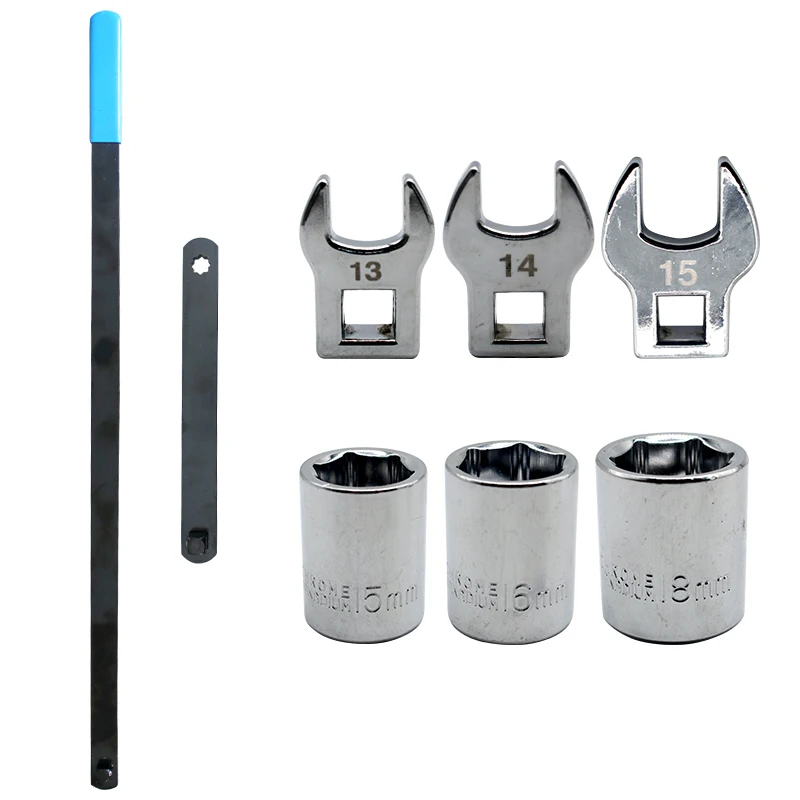 New 8Pcs Idler Pulley Adjuster Wrench Belt Tensioner Adjuster Lever Tool Extension Wrench Repair Tool