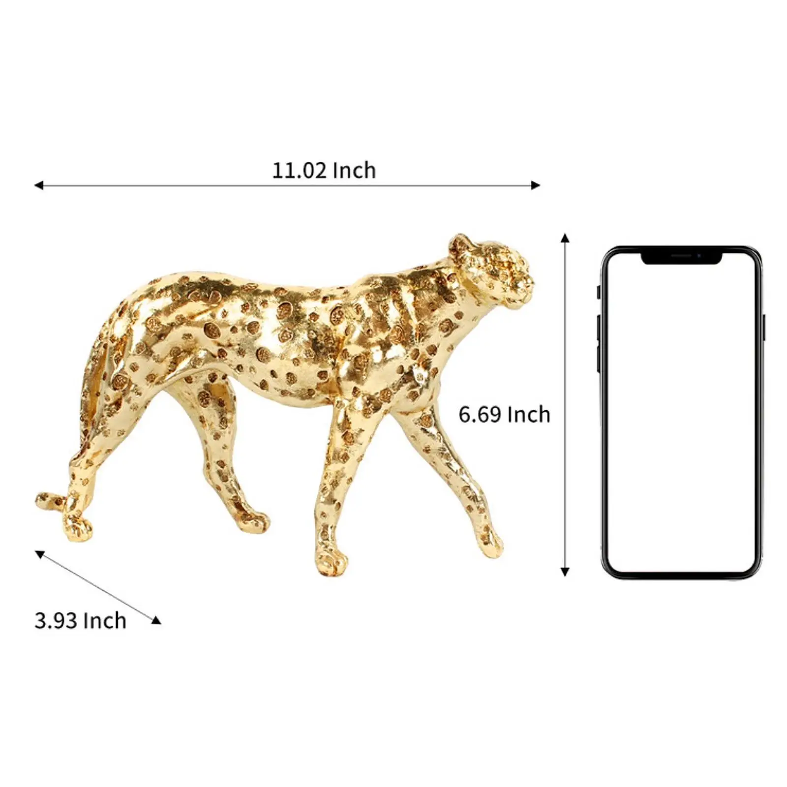 Gold Cheetah Figurine Crafts Tabletop Ornament Animal Sculpture Cheetah Statue for Desk Bedroom Office Bookshelf Decoration