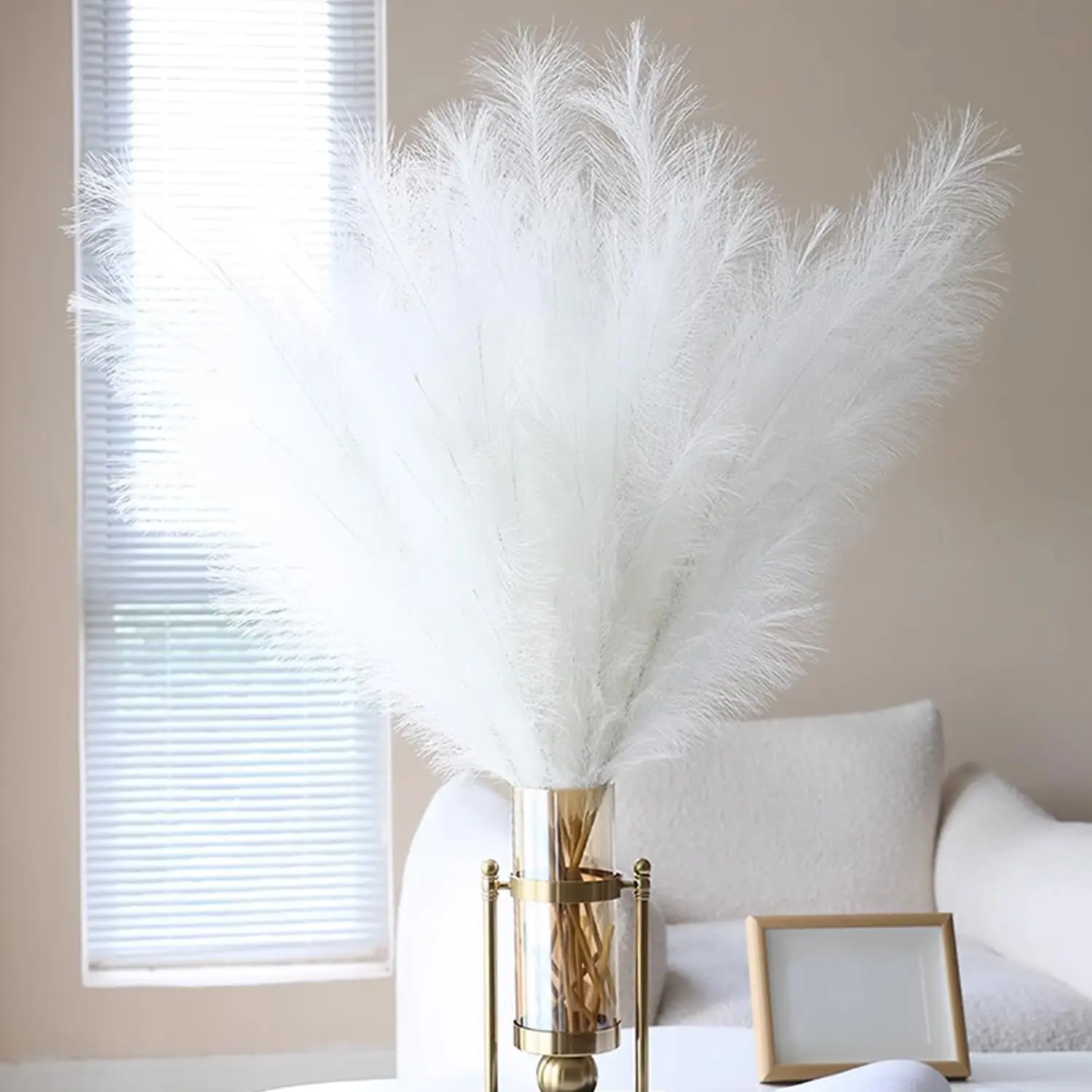 Artificial Fluffy Tall Faux Pampas Grass Flower Fake Flower for Arrangement Floor Vase Filler Wedding Boho Home Room Decoration