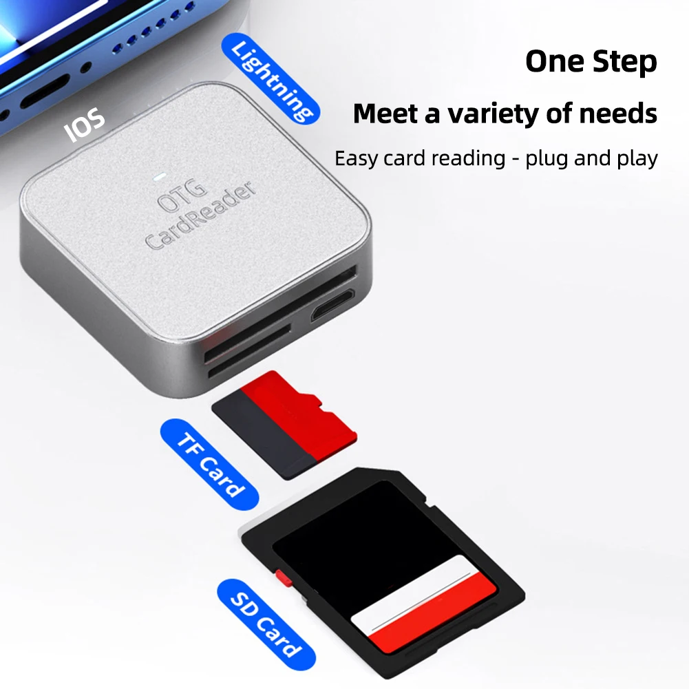 

2-in-1 TF Card Reader Portable Mobile Phone External Card Reader Plug and Play for iPhone Micro Type-C Phone Tablet