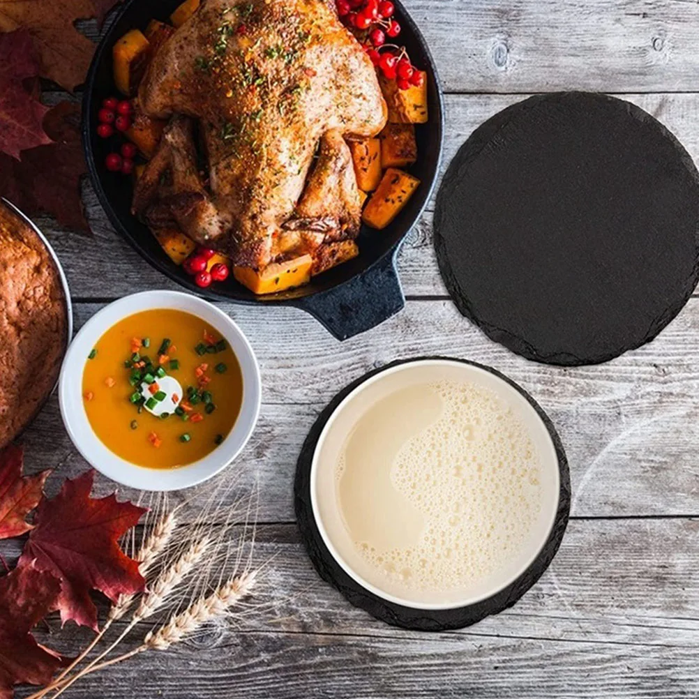 

2Pcs Round Steak Plates Multi-Function Serving Trays Household Dinner Supply Restaurant Steak Display Food