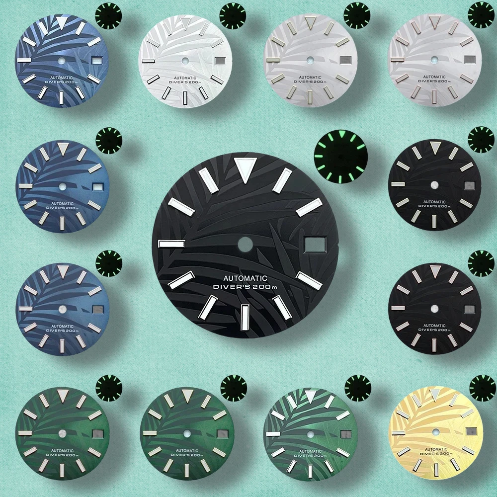

28.5mm High Quality S Logo NH35 Dial bamboo leaf Dial Suitable For NH35/NH36 Movement 3/3.8/4.2 o'clock Crown NH35 Accessories