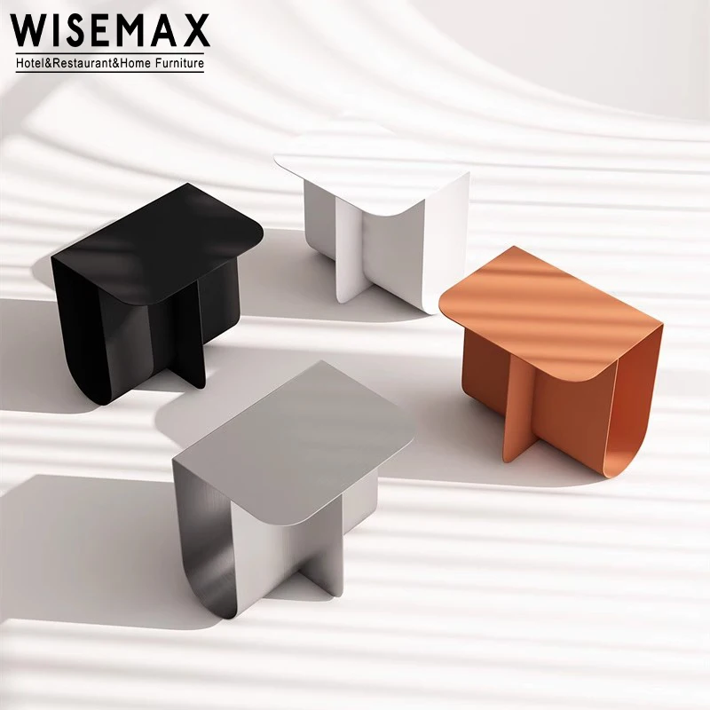 WISEMAX furnitur Modern ruang tamu Sofa furnitur mewah meja kopi atas logam dengan dasar penyimpanan meja samping baja tahan karat