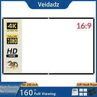 VEIDADZ Pantalla de proyector plegable portátil de 60-200 pulgadas Pantalla de proyección suave blanca de alta densidad sin arrugas 16:9 para interiores y exteriores