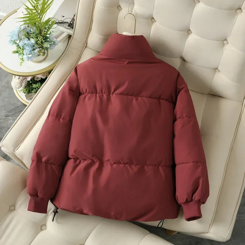 Parkas para mujer, chaqueta de abrigo para otoño e invierno, chaqueta acolchada que mantiene el calor, prendas de vestir Harajuku con cuello levantado, chaleco acolchado holgado coreano para otoño 2024