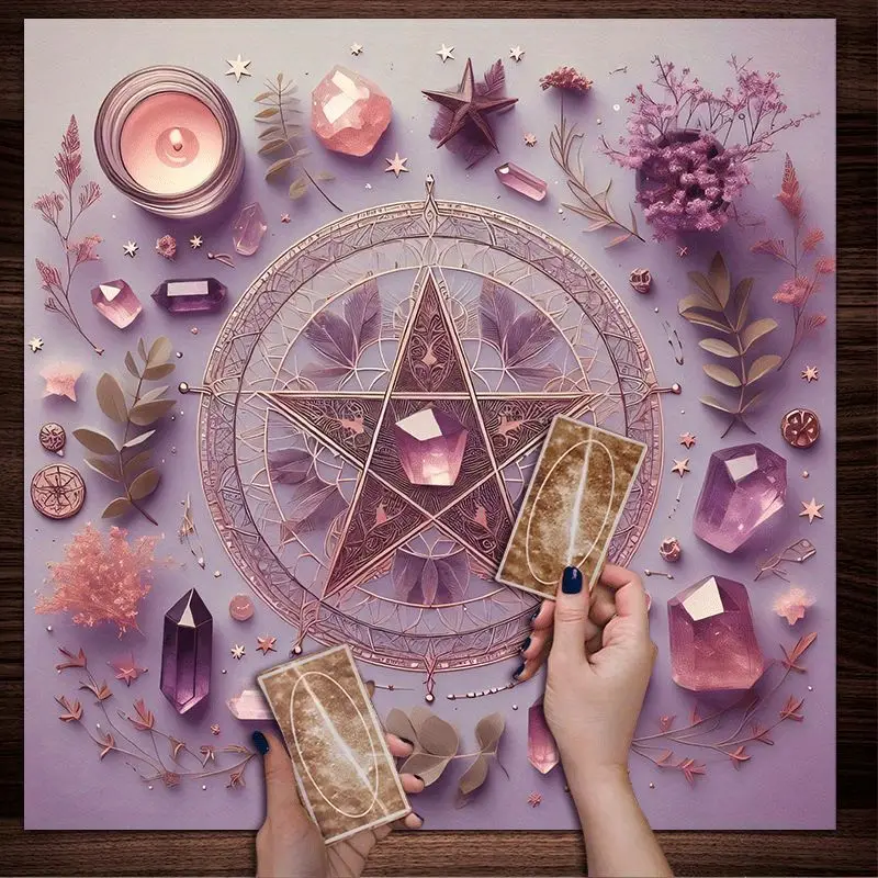 VIKAMA Pentagram Magic Array Tarot Tablecloth, Mystical Divination Altar Cloth Ceremonial Table Cushion Background
