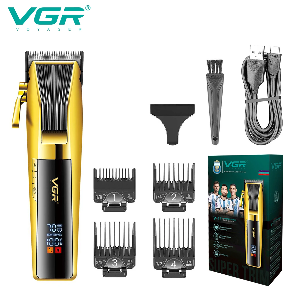 

VGR 177, электрическая машинка для стрижки с масляной головкой, зарядка через USB, триммер для волос, металлический корпус, электрическая машинка для стрижки волос с ЖК-дисплеем и тонкой регулировкой