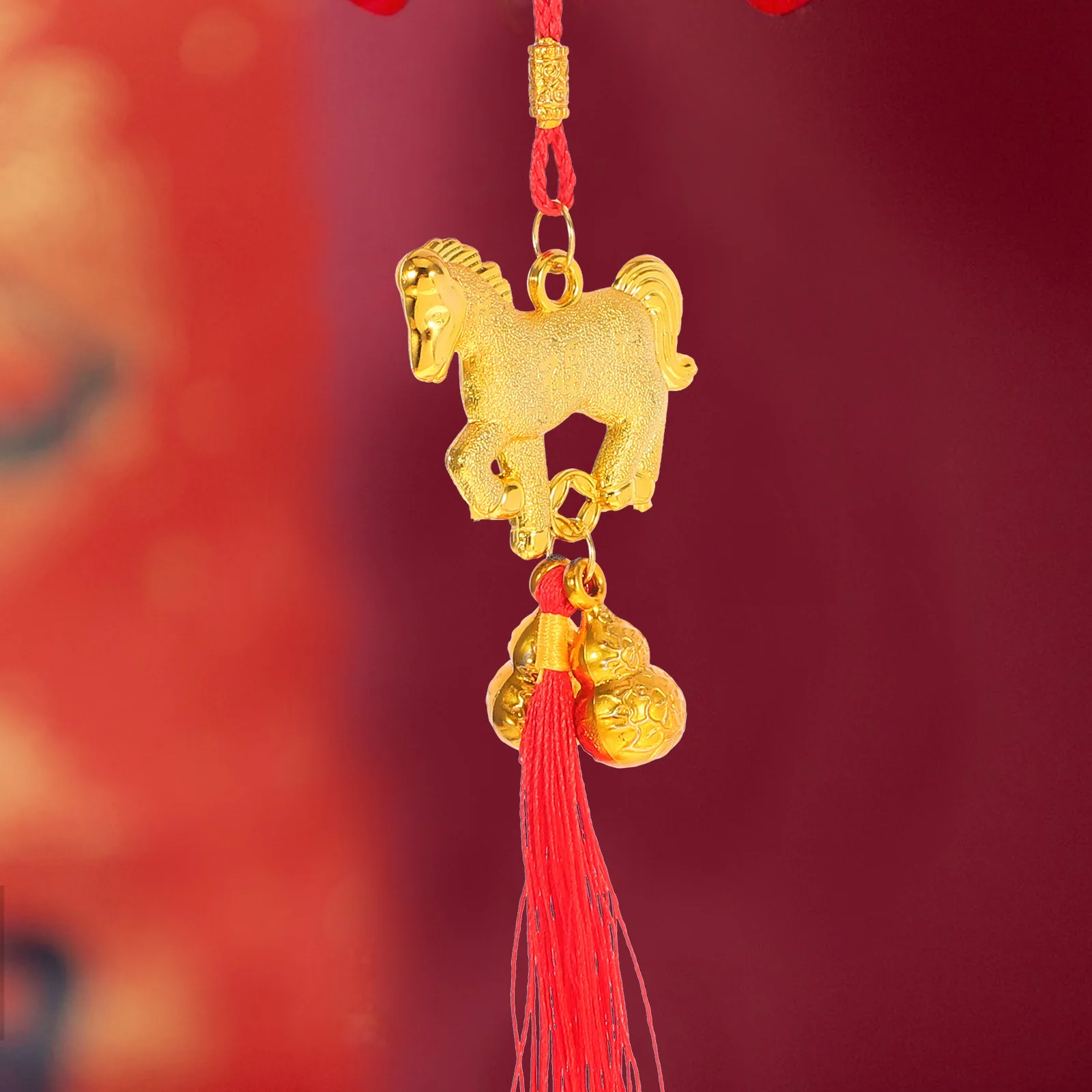 6 pçs ano novo chinês pendurado ornamentos ma ano vermelho borla charme feng shui boa sorte pingente riqueza decoração