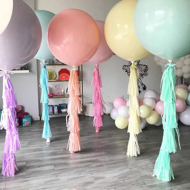 Giant Helium Pastel Balloons Paper Tassel Garland Decorations Birthday Party Wedding Anniversary Room Balloon Streamers Supplies