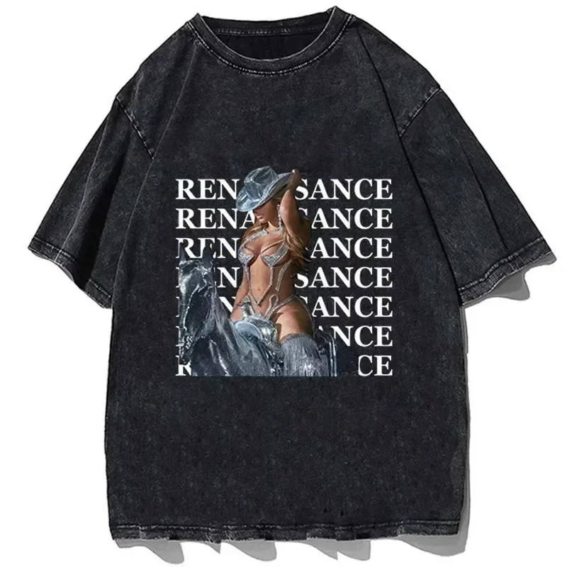 Beyonce T-shirt Renaissance world tour disco cowboy hat merch cotton oversize tees tops short sleeve tee men women's tshirt