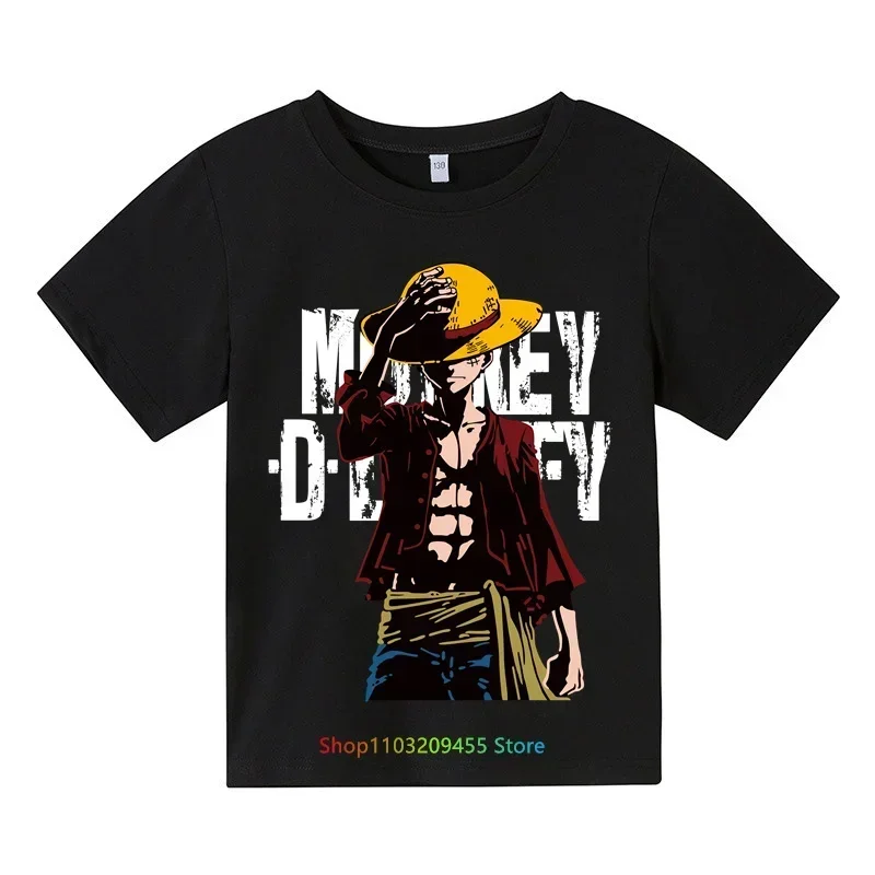 New Arrival 2024 T-shirt Funny Anime One Pieces Children Clothing Cartoon Print T Shirt Student Boys/Girls Summer Sunmer Tops