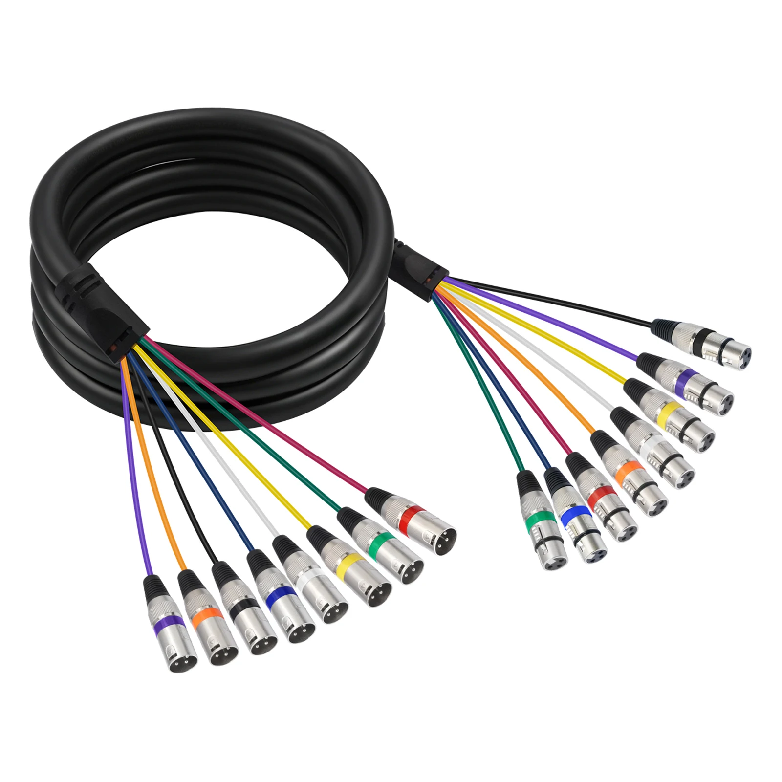 Multi-Channel XLR Snake Cable 8-Input 8-Output Male to Female Balanced Audio Patch Cord for Mixer Stage Box Live Sound