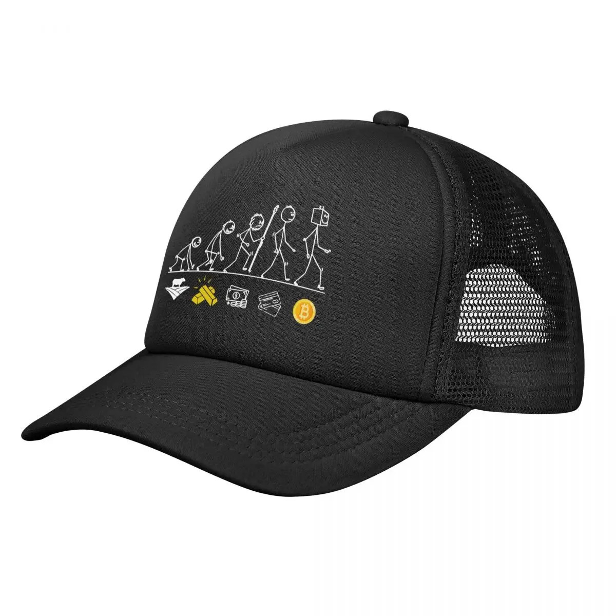 The Evolution Of Money Crypto  Mesh Baseball Cap Bitcoin Btc Ethereum Blockchain Adjustable Snapback Sun Hats  Trucker Cap