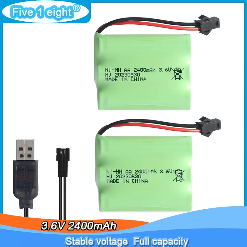 3.6V 2400mAh NI-laissée AA SM-2P Batterie avec Câble USB pour RC Jouet Voiture Bateau Avion Lampe de Poche Sûr EquTicElectric Machine