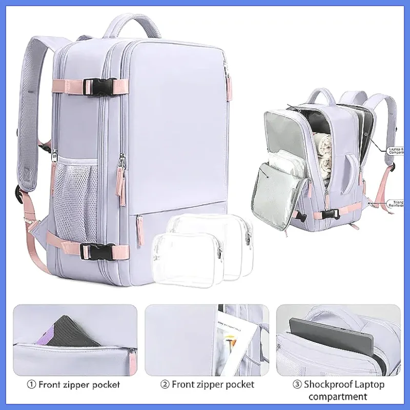 Flight Approved Travel Backpack, Large Capacity Lightweight Laptop Backpack for Business, Personal Item Bag for Men & Women