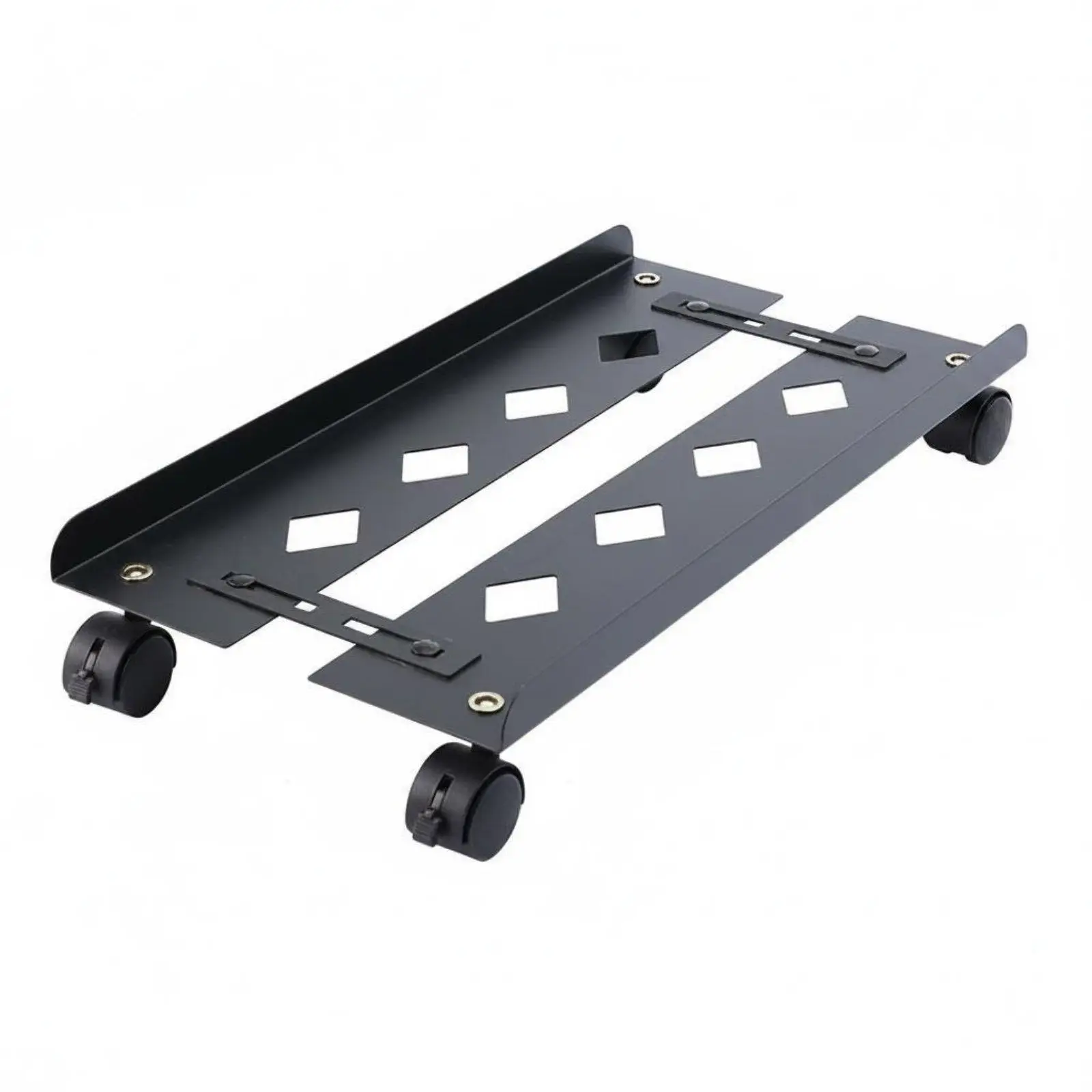 Heavy Duty Computer Case Stand Mobile CPU Tower Holder Adjustable Width Carbon Steel with Swivel Wheels for Under Desk Storage