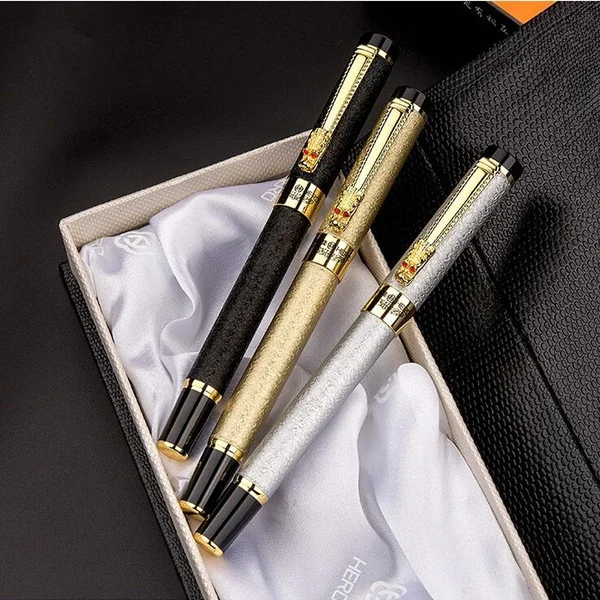 STONEGO Luxury Dragon Crystal Diamond Ink Fountain Pen Office Business Men Siganture Metal Pen