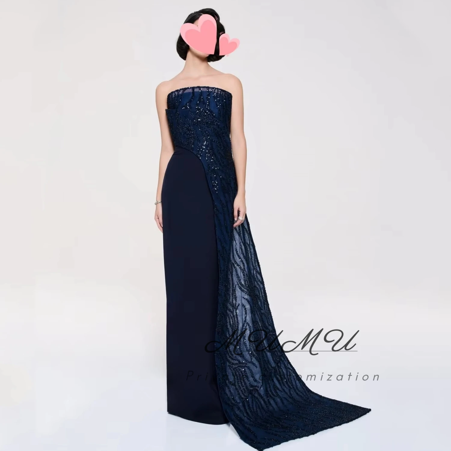 

MuMu Customized فساتين سهرة Prom Dresses for Special Occasions Платье Вечернее Women Evening Dress Navy Blue Elegant Party Gala