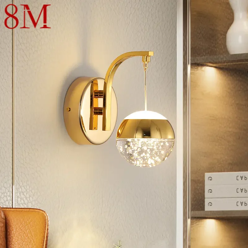 

8M Gold Crystal Wall Lamp Nordic Simple Bubble Sconces Light LED Fixtures For Home Bedroom Decorative