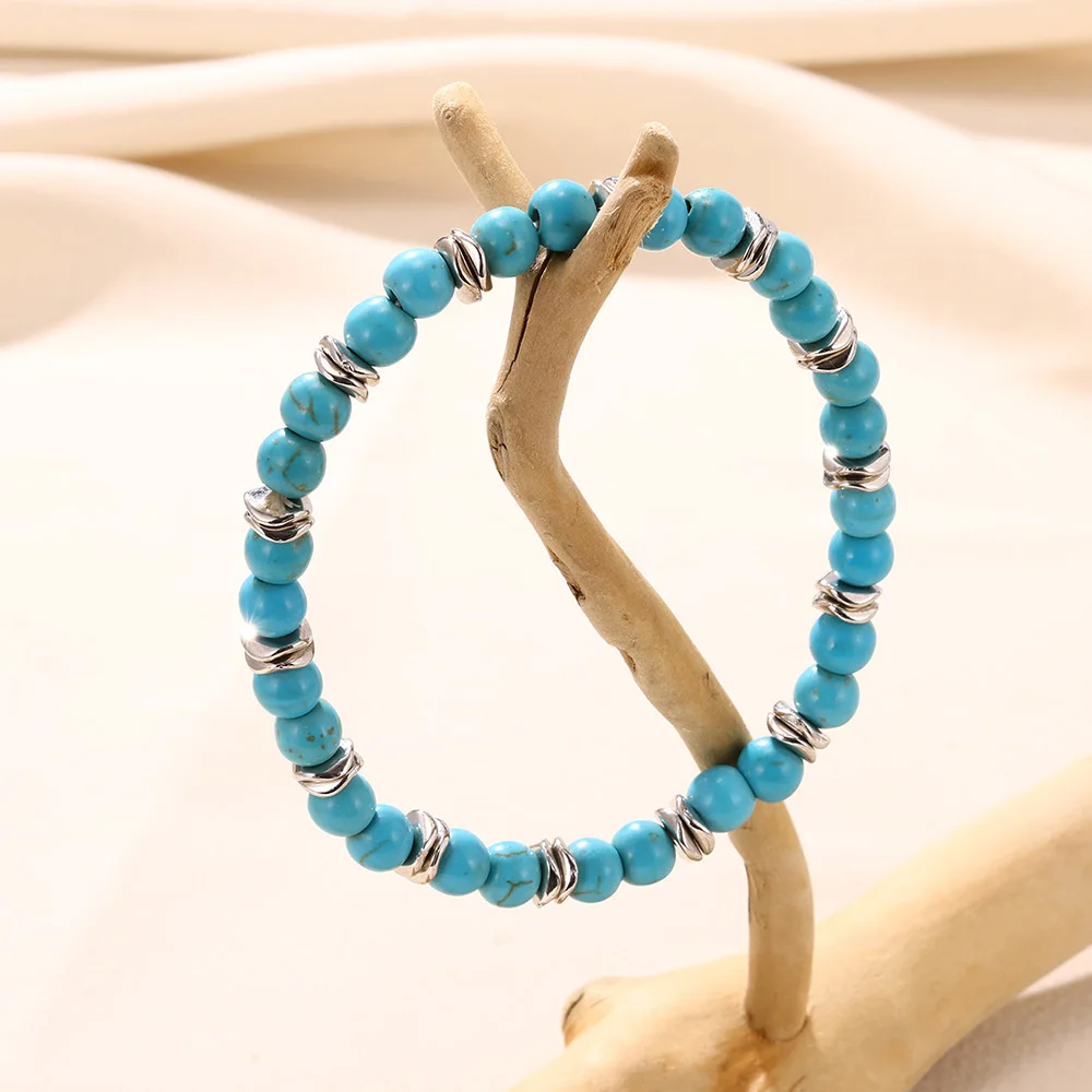 Bohemian Handmade Natural Stone Turquoises Beads Bracelets Men Jewelry Irregular Healing Healthcare Bracelet For Women