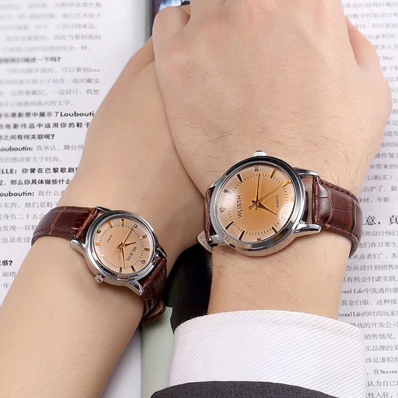 ساعة يد نسائية موضة الأعمال زوجين كوارتز ساعة للرجال النساء ساعة جلدية ساعة فاخرة للهدايا relógio automáti