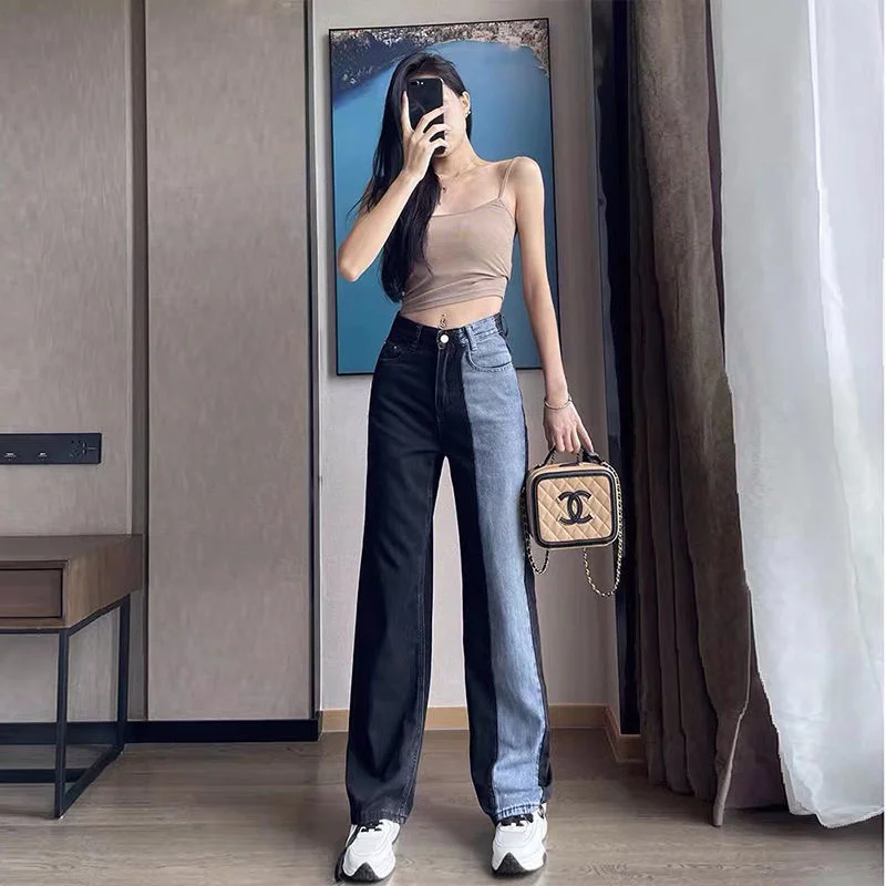Vintage Jeans Woman Y2k Women's Pants Female Clothing Streetwear Korean Fashion Denim Straight Leg Jeans Woman High Waist 2022
