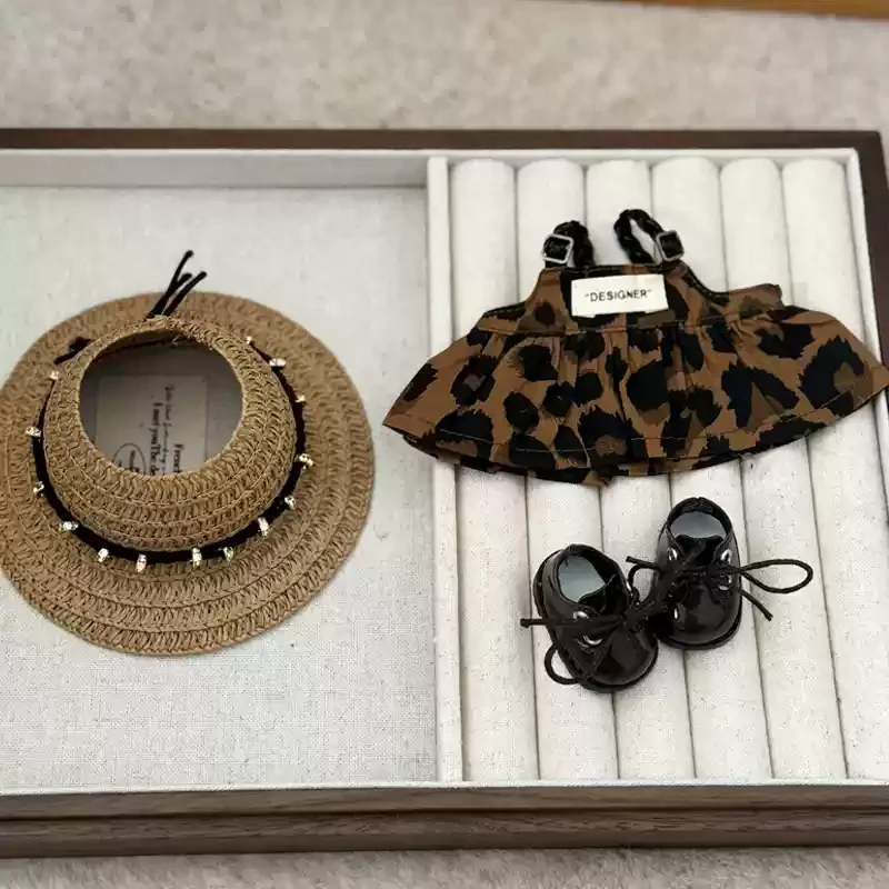 

Mini Doll'S Clothes Outfit Accessories For Korea Kpop 15-17cm Labubu V1 V2 and 10cm cotton doll leopard print dress Clothing