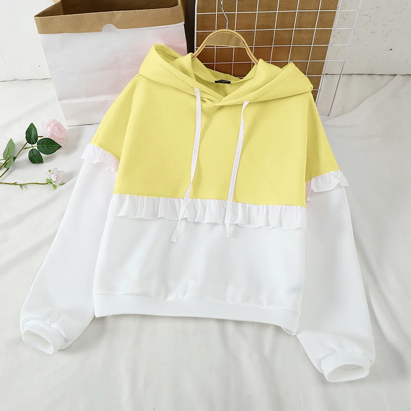 2025 Autumn Long Sleeve Hoodies Women Casual Color Match Tops Elegant Simple Sweatshirts Simple Loose Warm Blouse VONDA