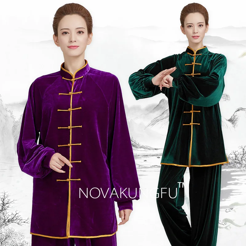 

Gold Velvet Tai Chi Suit for Women and Men, Extra Padding, Suitable for Baduanjin exercises and Martial Arts Practice