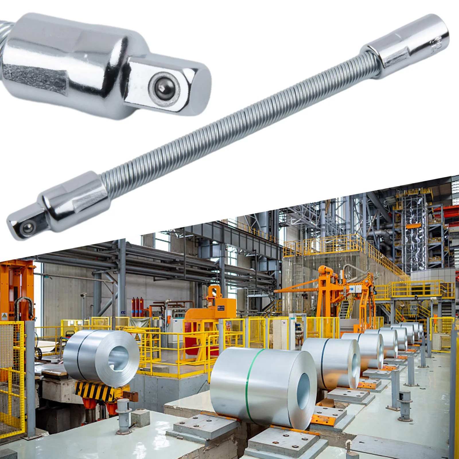 1/4 3/8 1/2 Inch Drive Flexible Socket Extension Rod Adapter Featuring Polished Chrome Plated 45# Steel Construction