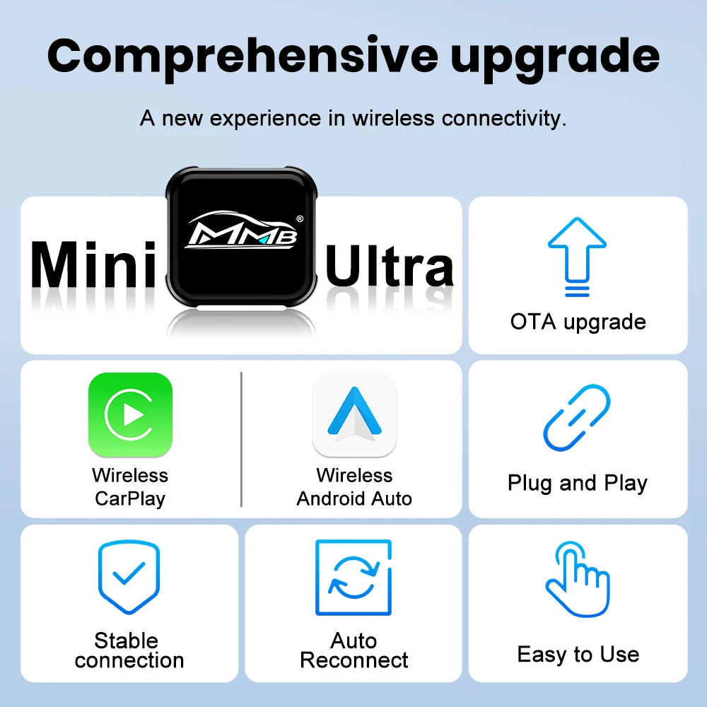 MMB Mini 4 In1 2026 Wired to Wireless CarPlay Dongle Android Auto Adapter Airplay Mirror Link USB Plug and Play For Audi/VW/Benz view 3