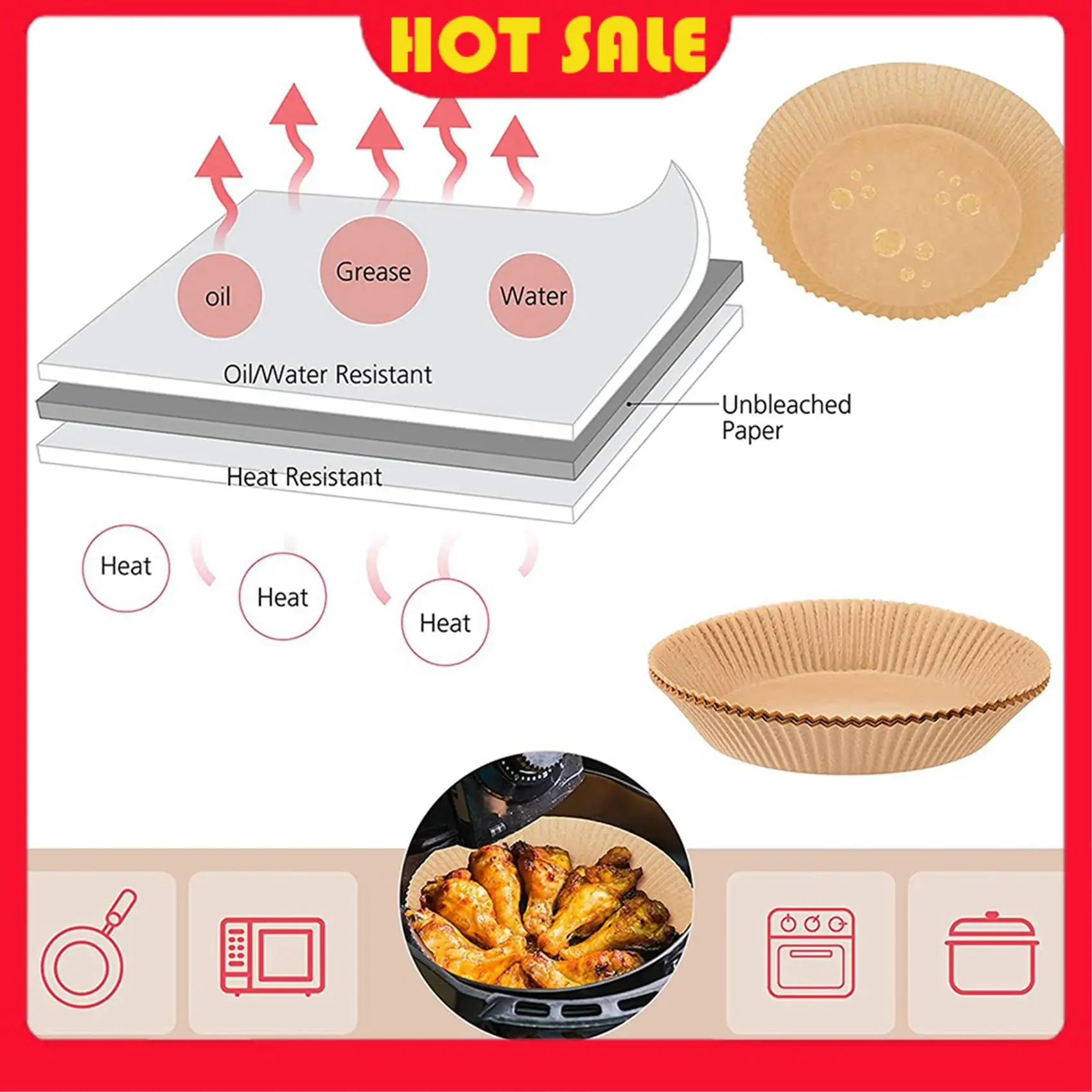 Noodzaak 200 Stuks Lucht Friteuse Perkamentpapier Liners Non-stick Wegwerp Lucht Friteuse Liners Mand Ongeperforeerd Ronde Perkamentpapier