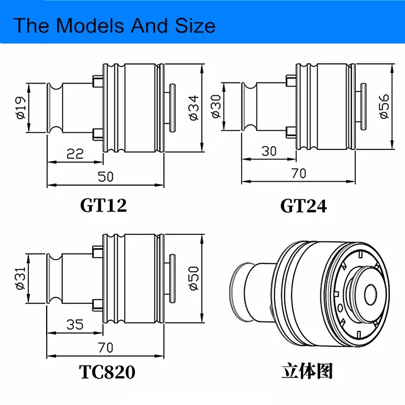 Tapping Collets GT12 19mm GT24 30mm TC820 31mm ISO DIN JIS Chucks for Tapping Machine With Overload Protection M3-M24 Tapper Set