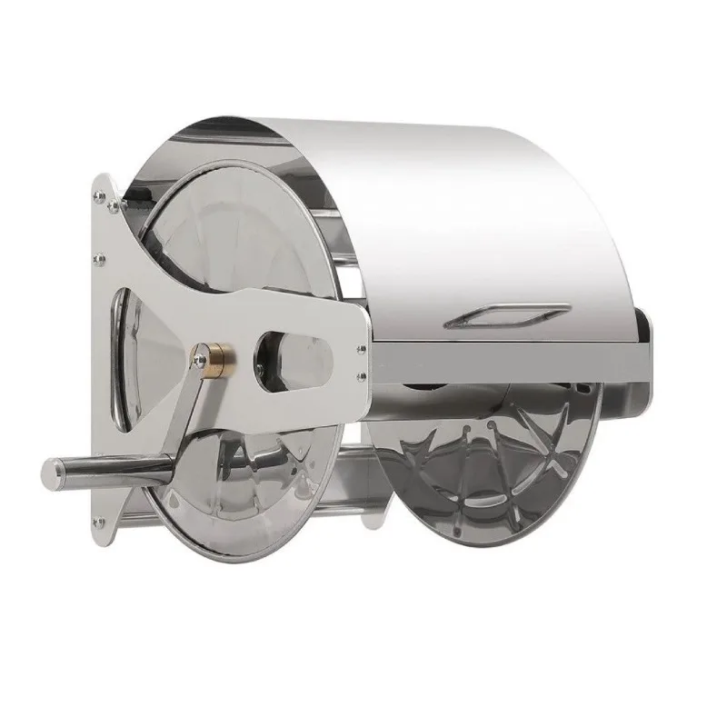 Wall Mounted Stainless Steel Hose Reel Holder Car Wash Watering Garden Hose Storage Rack with Cover