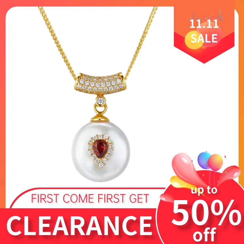 geezenca-天然淡水パール-ガーネット-925-シルバー-ペンダント-ネックレス-女性用-クリアランス-在庫限り-先着順