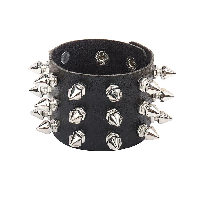 2022 New PU Leather Bracelet Punk Bracelet Adjustable Skull Goth Cuff Bracelet Gothic Rivet Buckle Wristband for Men Women