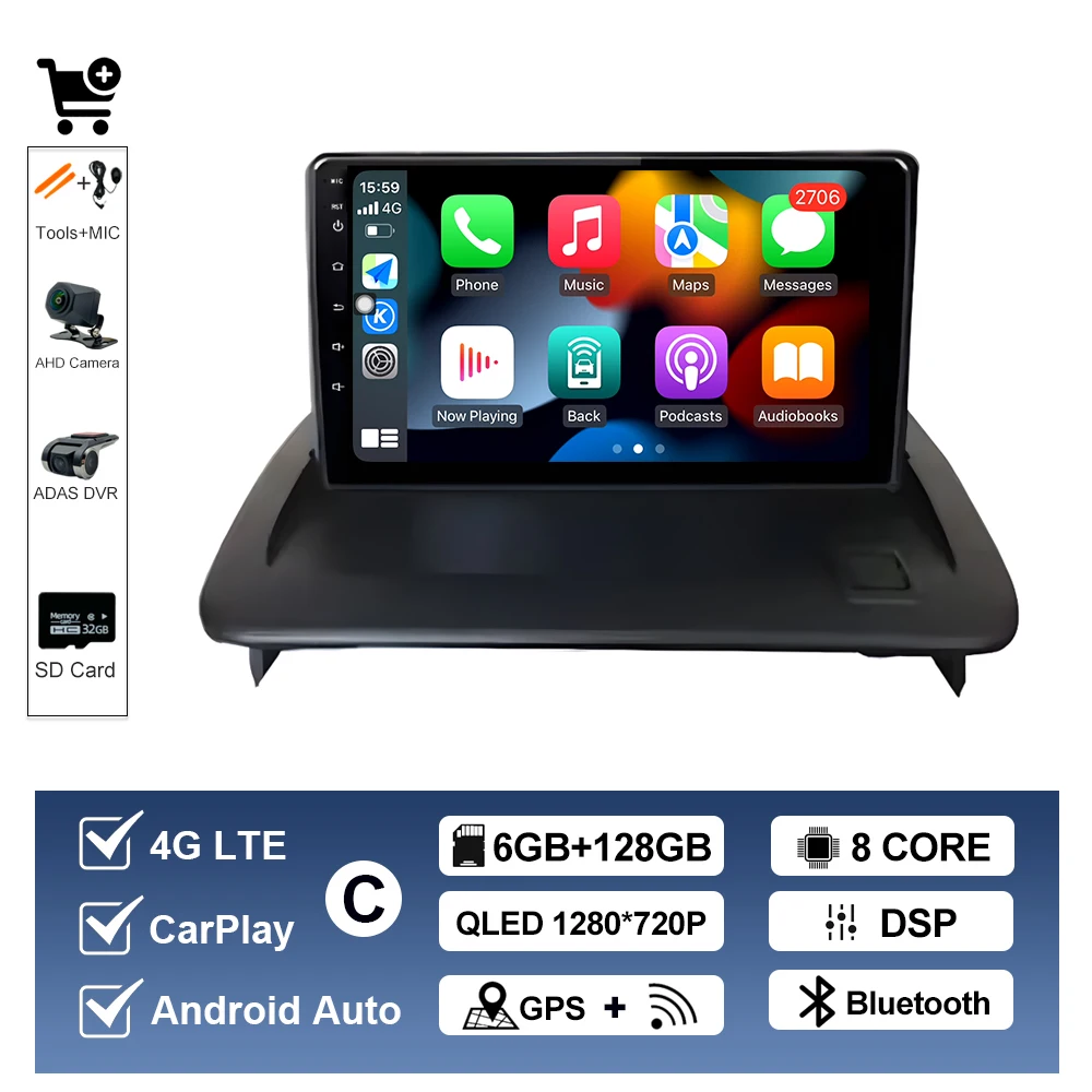 Draadloze CarPlay Voor Volvo C30 S40 V50 C70 2004-2012 Autoradio Multimedia Display Touchscreen Android auto Head Unit navigatie