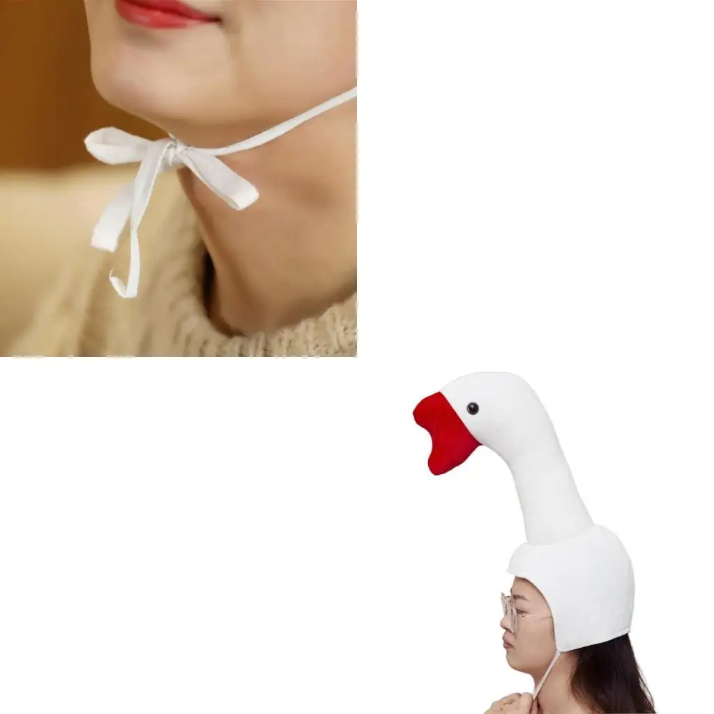 39BD Funny White Plush Hat Novelty Stuffed Headgear Cosplay Earflap Cap