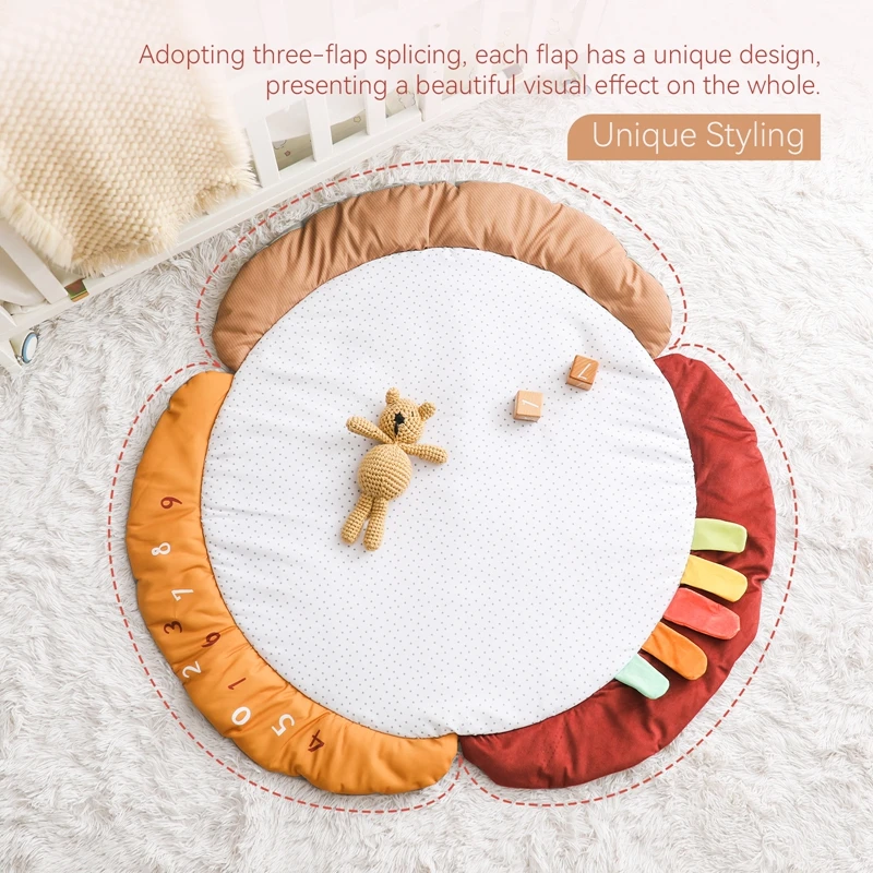 Double-sided Kid Round Soft Cotton Carpet Game Floral Playmat Baby Play Mat Room Decor Portable Cleaning Child Crawling Mat Gift