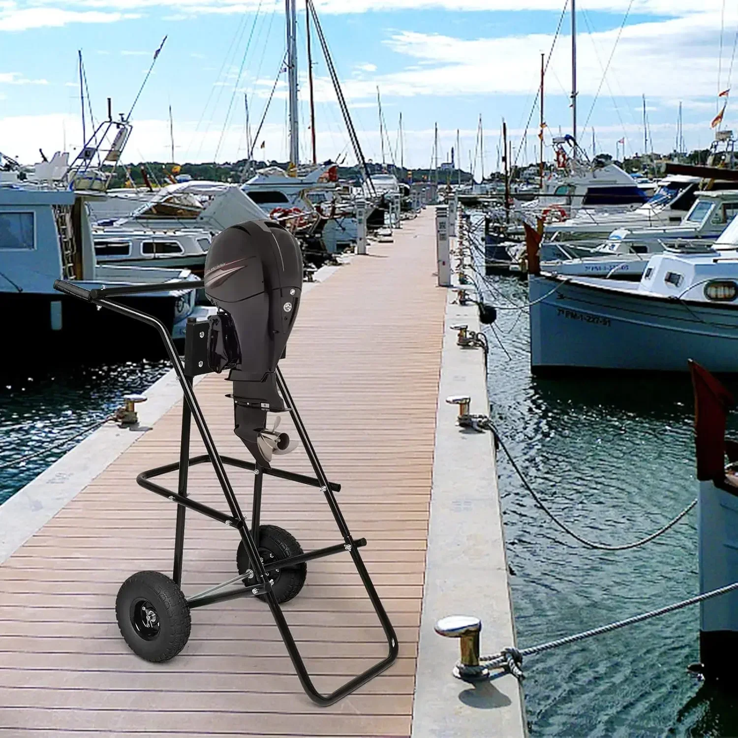 

XMSJ-Sale Outboard Boat Motor Stand, Folding Engine Support Stand w/2 Wheels, Boat Motor Storage Carrier Cart Dolly 440lbs Weigh