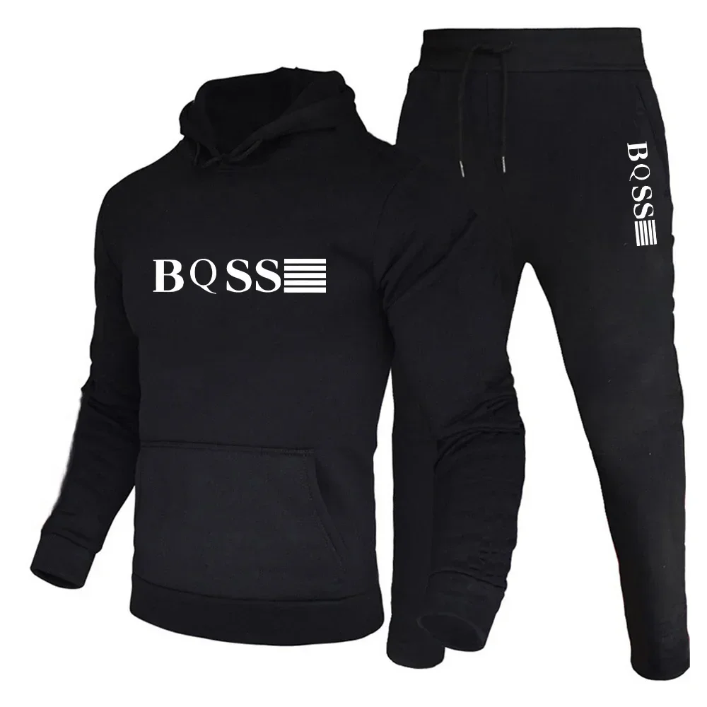 

Men's sports suit hooded sweatshirt and jogging pants two-piece set suitable for gym and daily fashionable casual sportswear