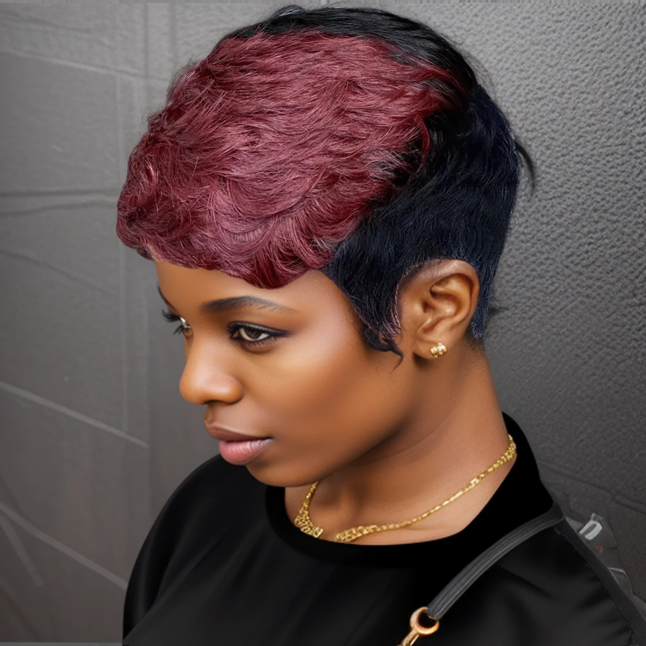 

1b99J Двухцветные человеческие волосы Remy, прямой парик пикси, машинное производство, парики для комфорта и стиля