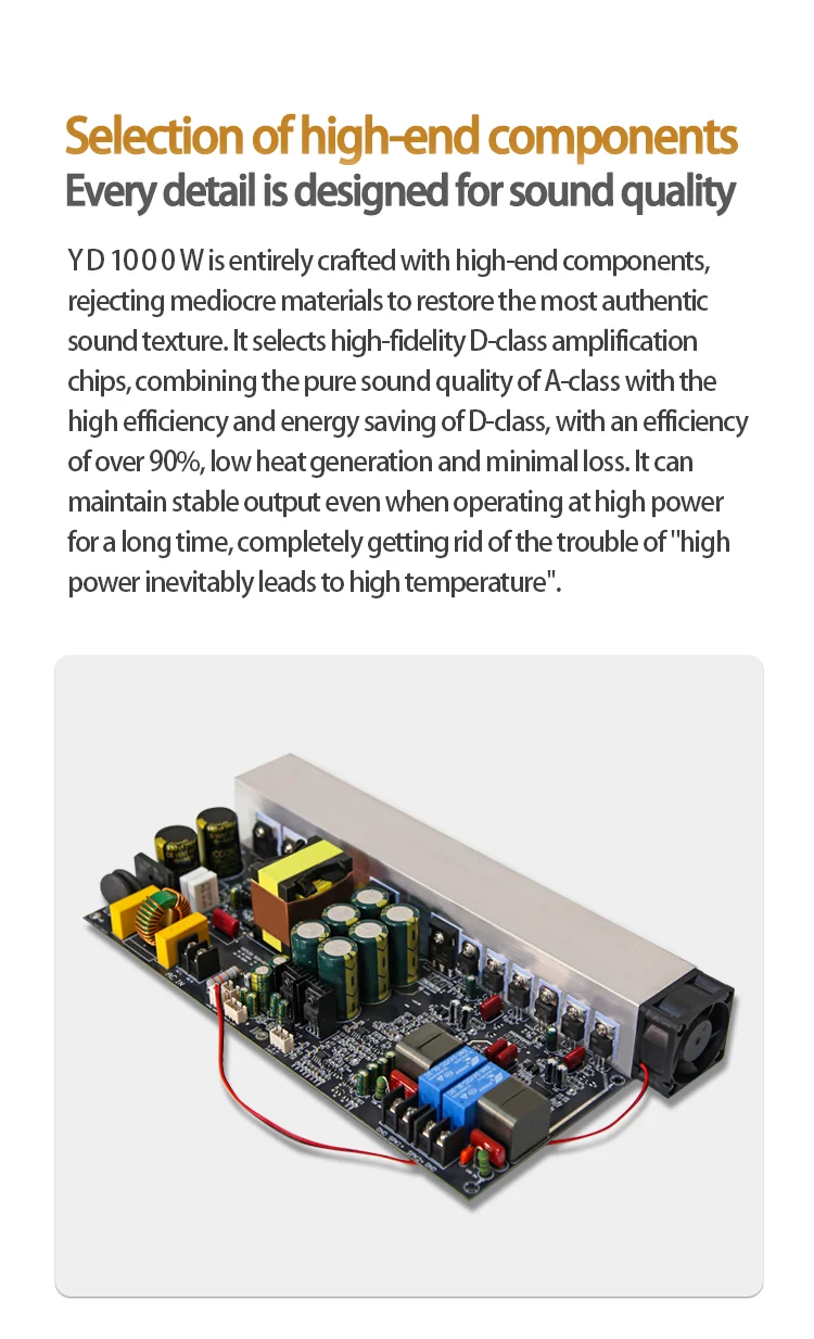 Yd1000W Hochleistungs-Digitalverstärkerplatine Zweikanal 500W+500W BTL Brückengesteuert 1000W mit Schaltnetzteil – Detail 4